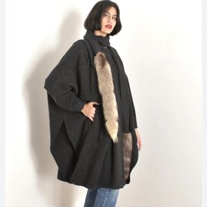 Vintage Capri Foxtail Wool Cape Coat